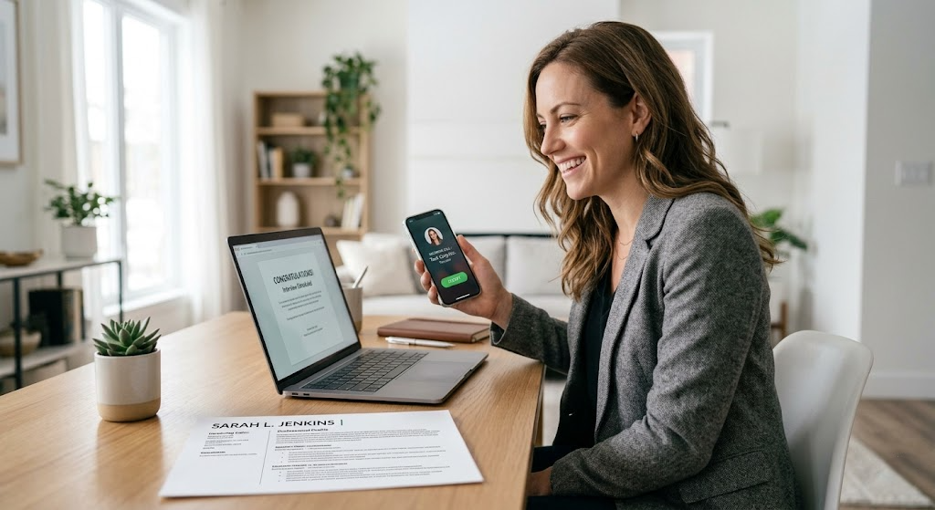 why my resume is not getting interviews Happy job seeker receiving interview call after optimizing their ATS resume